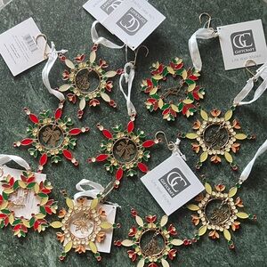Holiday Ornament Set of 9 -Red, Green, Gold